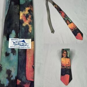 Vintage Ralph Marlin Woman portrait design mens necktie 54 inches